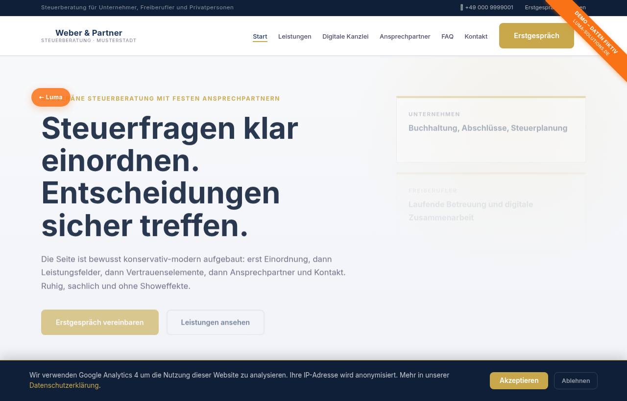 Demo-Website Steuerkanzlei Weber & Partner