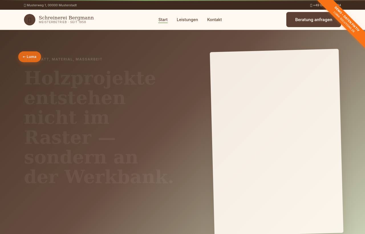 Demo-Website Schreinerei Bergmann
