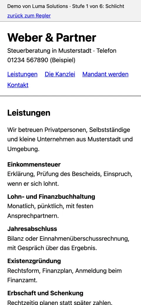 Dieselbe Demo am Handy